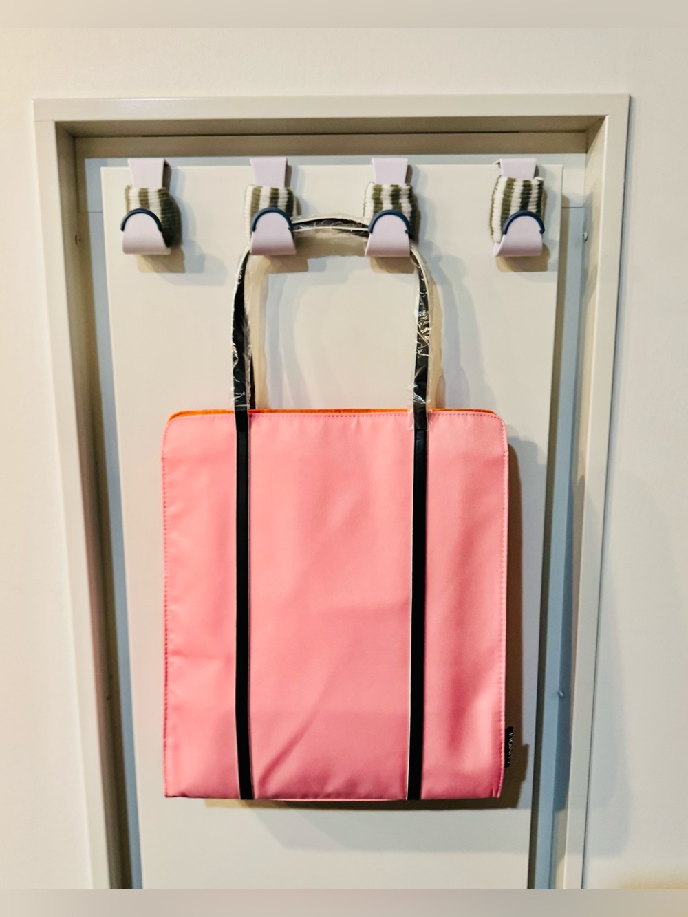 Clinique Pink Tote with Black Trim and Silver Handles_NWT